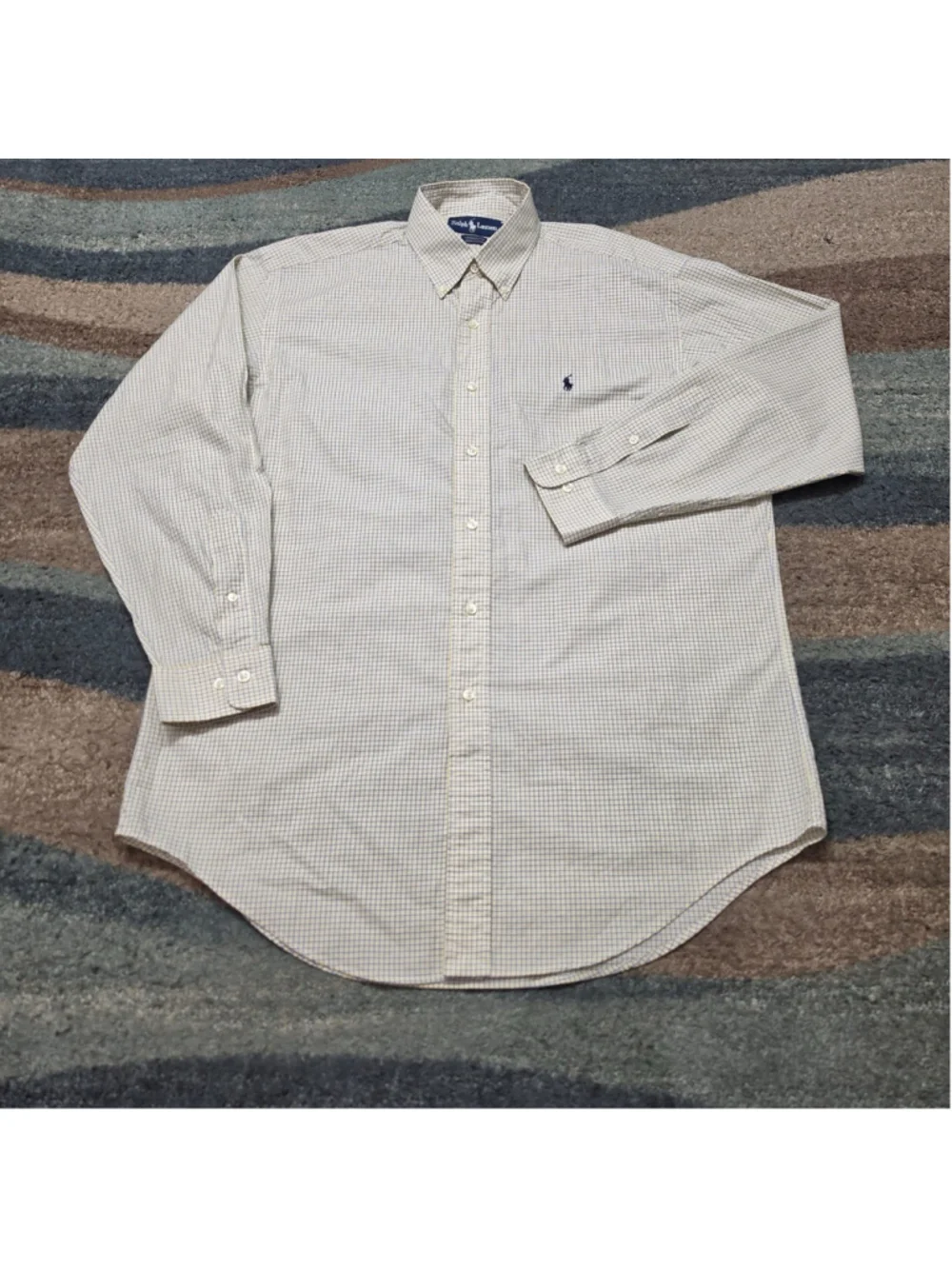 Ralph Lauren Yarmouth Shirt Mens 15.5 Blue Yellow Check Button Down Cotton